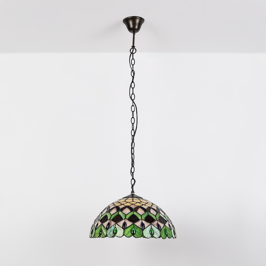 Brilagi - Lustră Tiffany MARGARET cu vitralii, pe lanț, 2xE27/60W/230V