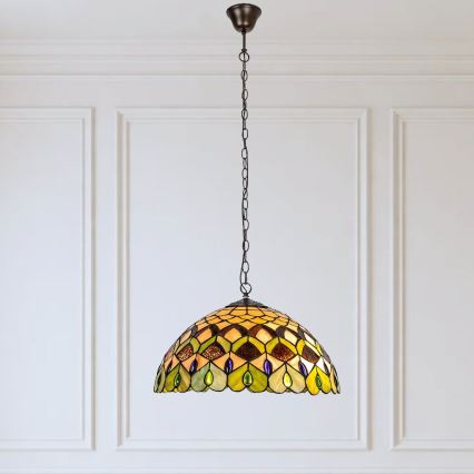 Brilagi - Lustră Tiffany MARGARET cu vitralii, pe lanț, 2xE27/60W/230V