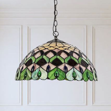 Brilagi - Lustră Tiffany MARGARET cu vitralii, pe lanț, 2xE27/60W/230V