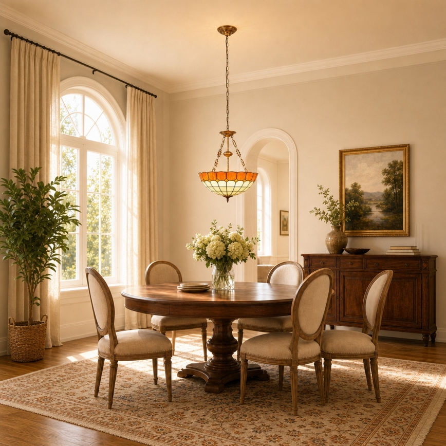 Brilagi - Lustră Tiffany SIENNA, cu vitralii, pe lanț, 3xE27/60W/230V, diam. 50 cm