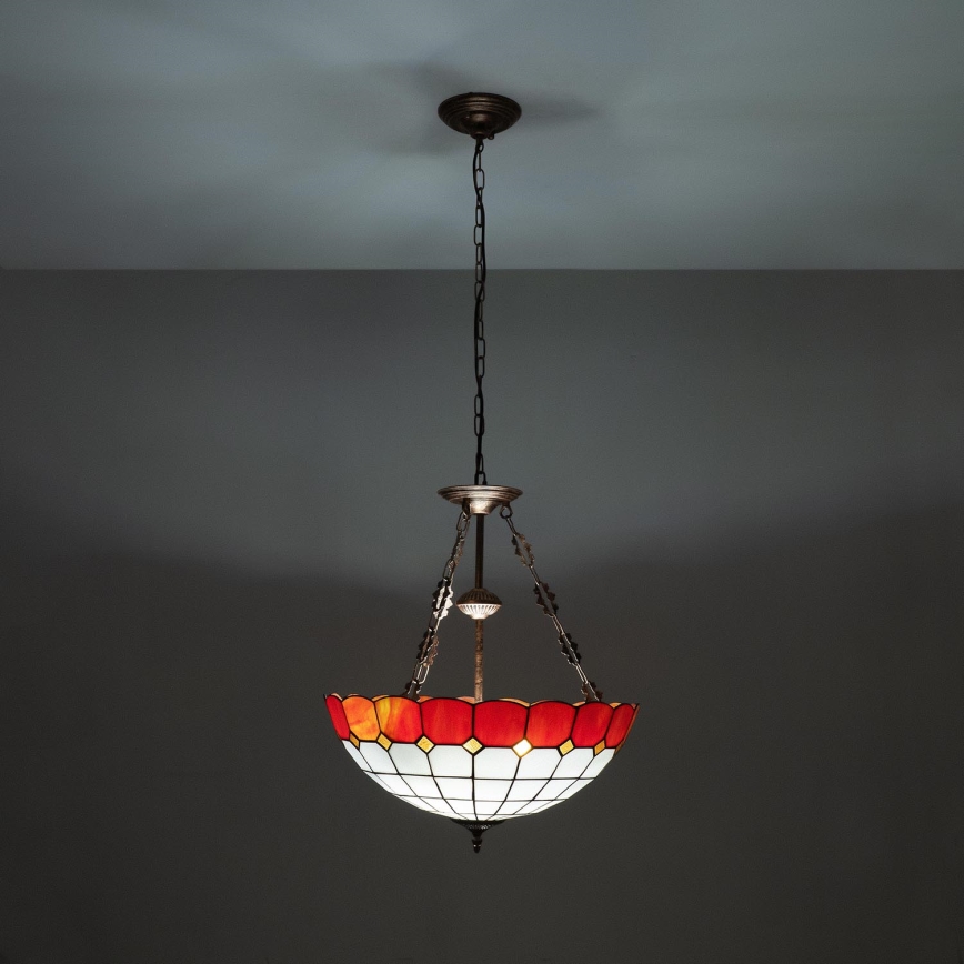 Brilagi - Lustră Tiffany SIENNA, cu vitralii, pe lanț, 3xE27/60W/230V, diam. 50 cm