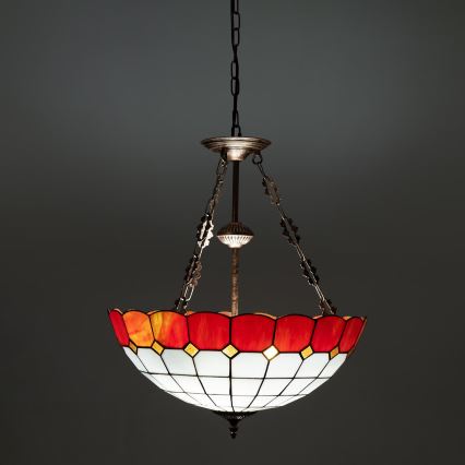 Brilagi - Lustră Tiffany SIENNA, cu vitralii, pe lanț, 3xE27/60W/230V, diam. 50 cm