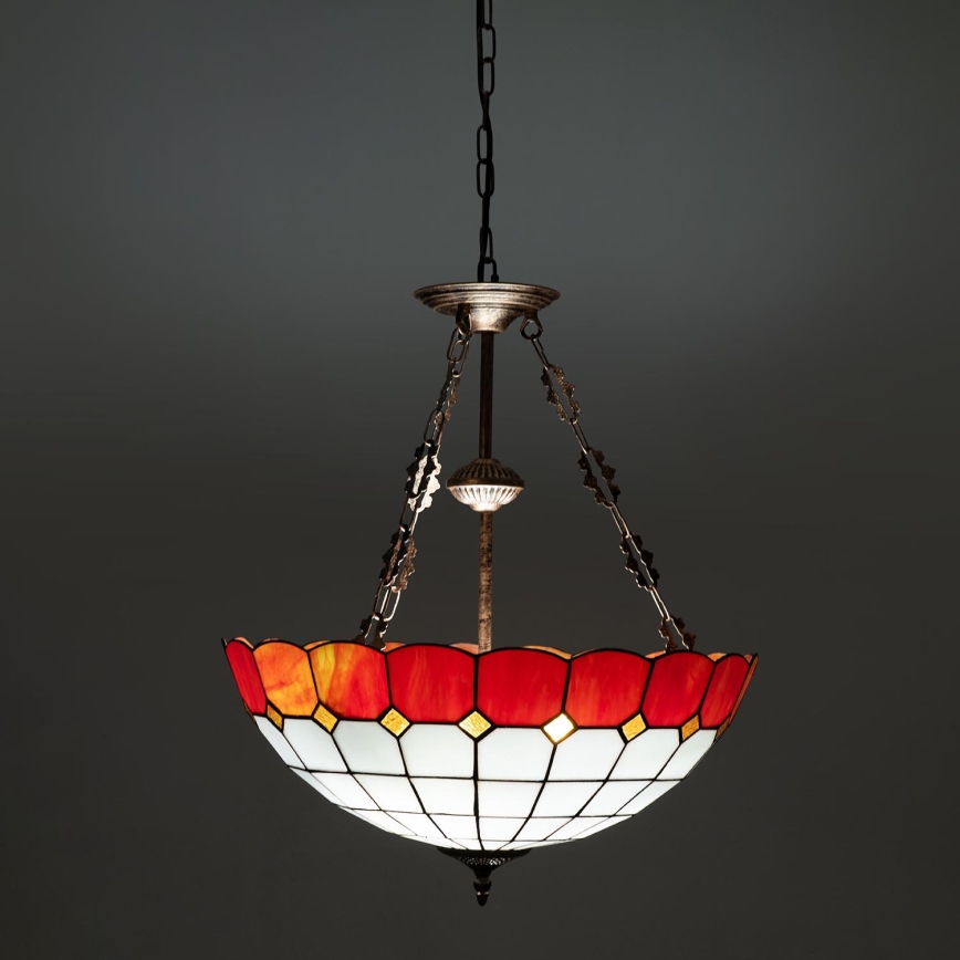 Brilagi - Lustră Tiffany SIENNA, cu vitralii, pe lanț, 3xE27/60W/230V, diam. 50 cm