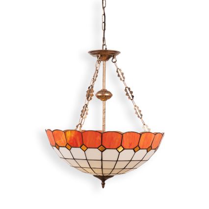 Brilagi - Lustră Tiffany SIENNA, cu vitralii, pe lanț, 3xE27/60W/230V, diam. 50 cm