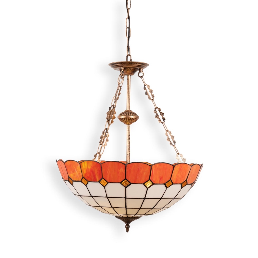Brilagi - Lustră Tiffany SIENNA, cu vitralii, pe lanț, 3xE27/60W/230V, diam. 50 cm