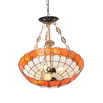 Brilagi - Lustră Tiffany SIENNA, cu vitralii, pe lanț, 3xE27/60W/230V, diam. 50 cm