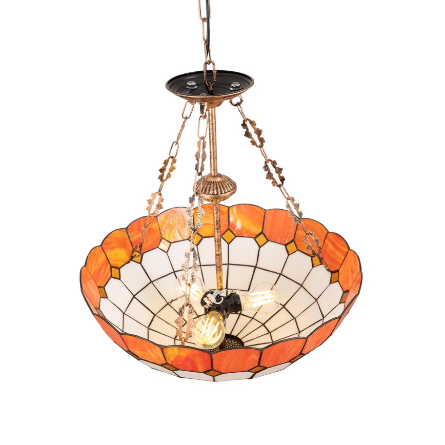 Brilagi - Lustră Tiffany SIENNA, cu vitralii, pe lanț, 3xE27/60W/230V, diam. 50 cm