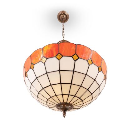 Brilagi - Lustră Tiffany SIENNA, cu vitralii, pe lanț, 3xE27/60W/230V, diam. 50 cm