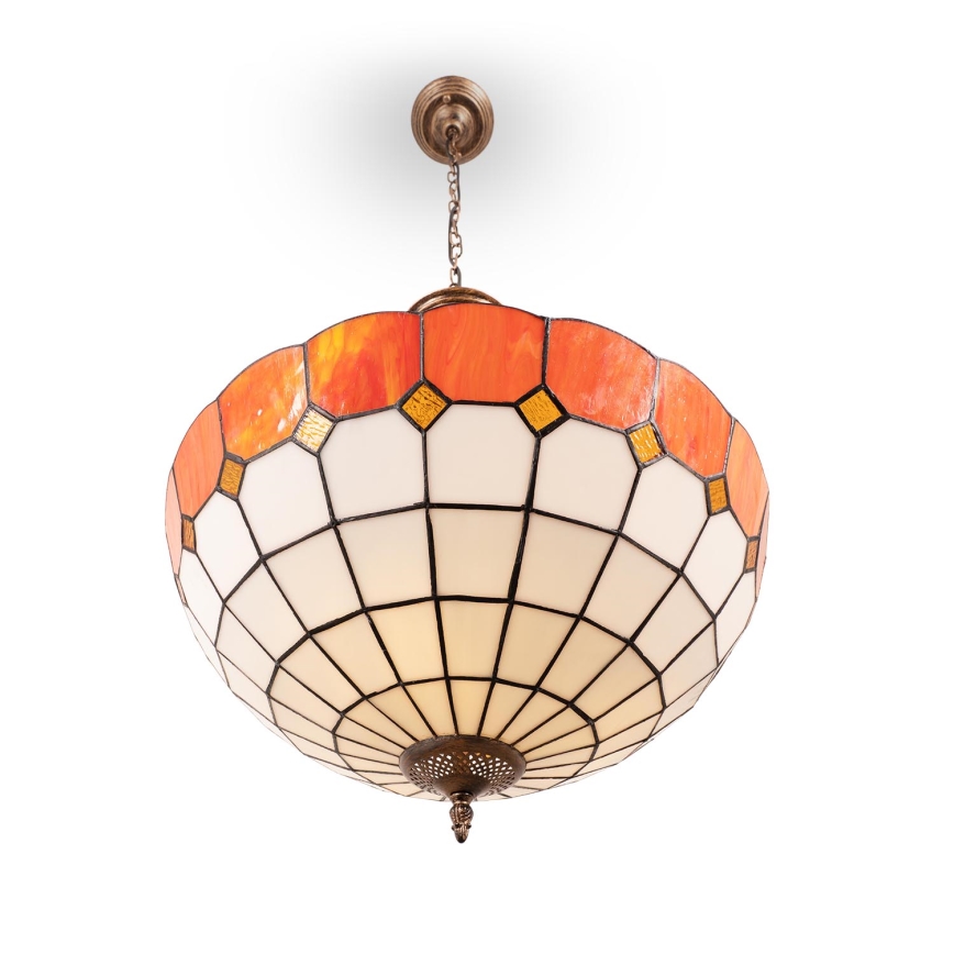 Brilagi - Lustră Tiffany SIENNA, cu vitralii, pe lanț, 3xE27/60W/230V, diam. 50 cm