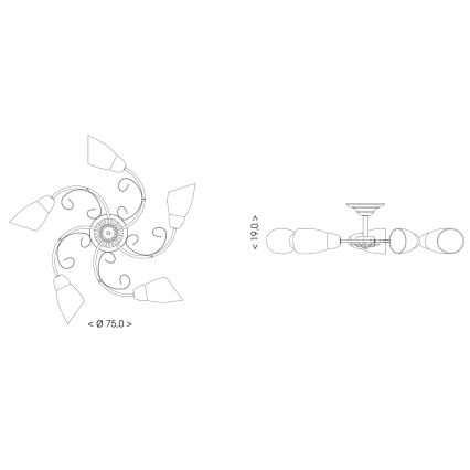 BRILAGI - Lustră VINE 5xE27/40W/230V Ø 75 cm patină/alamă