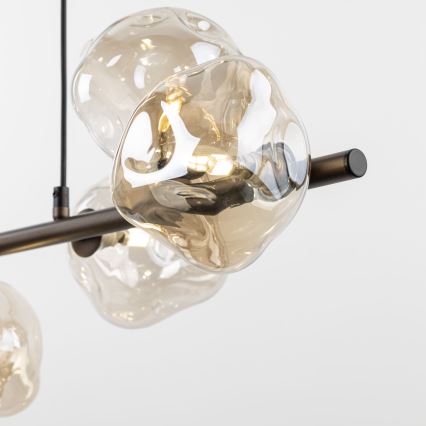 Brilagi - Lustră VULCANO suspendată pe cablu 7xG9/8W/230V maro/bej fumuriu