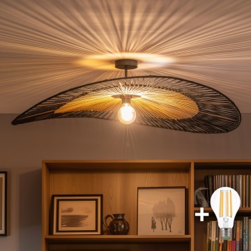 Brilagi - Lustru aplicat cu LED CERIA BOHO 1x E27/60W/230V Ø 100 cm negru/maro
