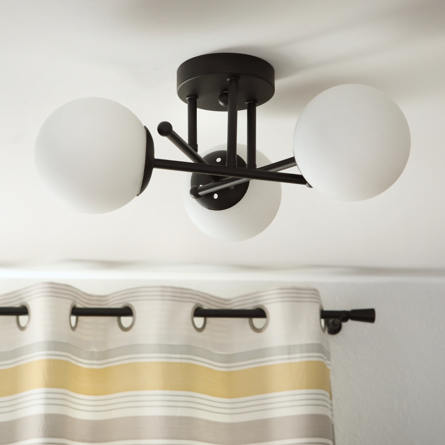 Brilagi - Lustru aplicat de tavan MALIVA 3xE14/15W/230V negru/alb