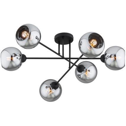 Brilagi - Lustru aplicat DIOR 6xE27/60W/230V negru/gri fumuriu