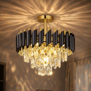 Brilagi - Lustru aplicat ECLIPSE, 5 x E14, 10 W, 230 V, Ø 38 cm, negru/auriu