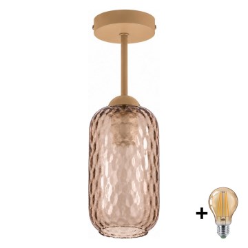 BRILAGI - lustru aplicat LED RETRO GLASS 1xE27/60W/230V Ø 14 cm bej/maro fumuriu