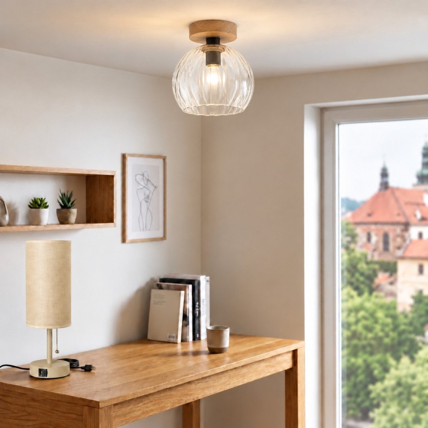 BRILAGI - lustru aplicat LED RETRO GLASS 1xE27/60W/230V Ø 25 cm stejar/clar