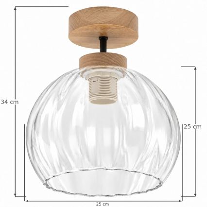 BRILAGI - lustru aplicat LED RETRO GLASS 1xE27/60W/230V Ø 25 cm stejar/clar