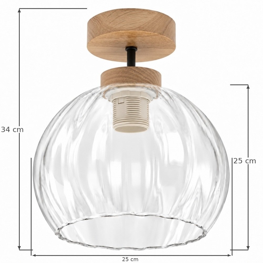 BRILAGI - lustru aplicat LED RETRO GLASS 1xE27/60W/230V Ø 25 cm stejar/clar