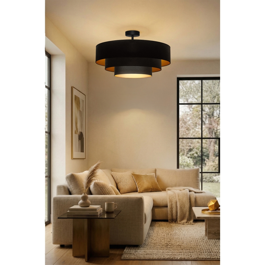 Brilagi - Lustru aplicat LUNETA, 3x E27/60W/230V, Ø 80 cm, negru/auriu