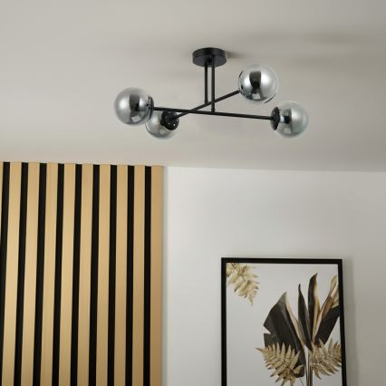 Brilagi - Lustru aplicat MALIVA 4xE14/15W/230V negru/fumuriu