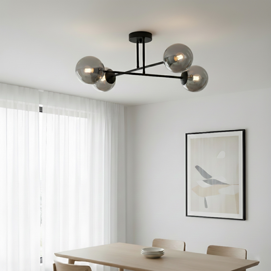 Brilagi - Lustru aplicat MALIVA 4xE14/15W/230V negru/fumuriu