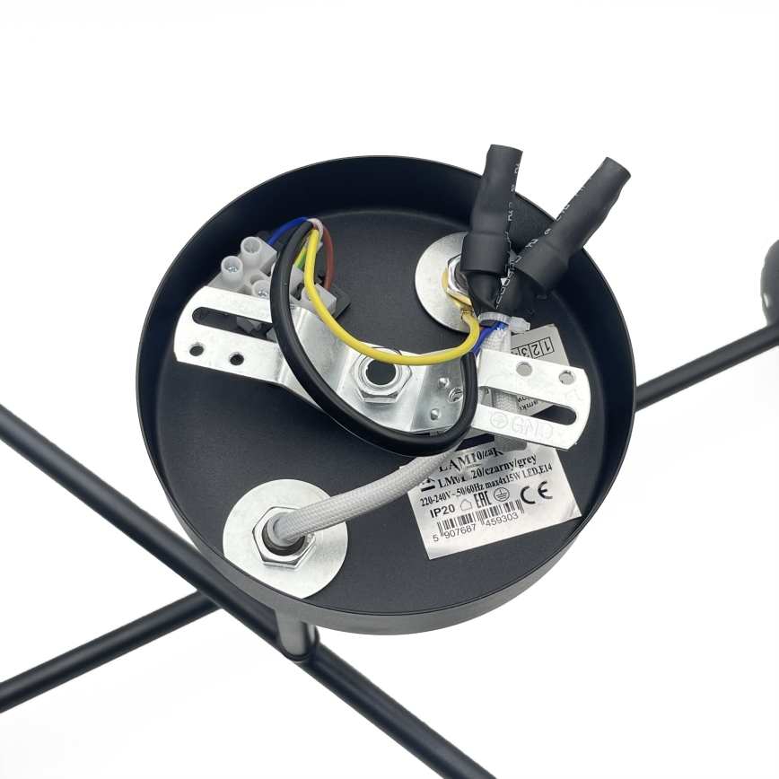 Brilagi - Lustru aplicat MALIVA 4xE14/15W/230V negru/fumuriu