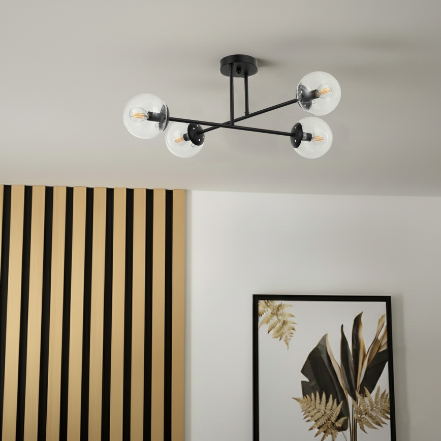 Brilagi - Lustru aplicat MALIVA 4xE14/15W/230V negru/transparent