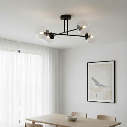 Brilagi - Lustru aplicat MALIVA 4xE14/15W/230V negru/transparent