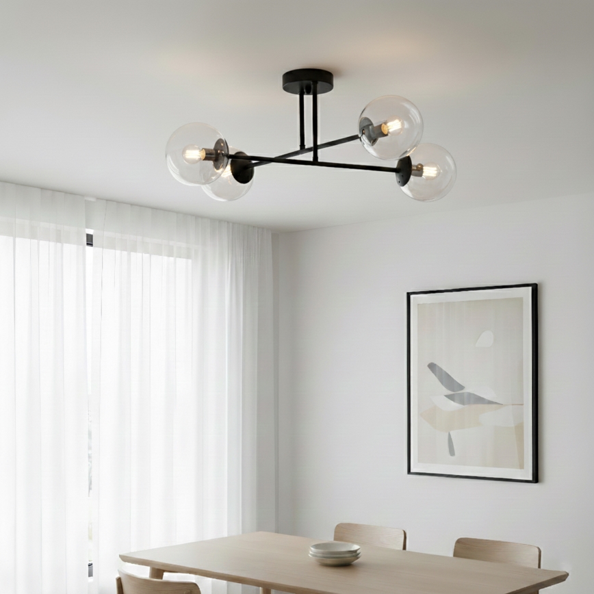 Brilagi - Lustru aplicat MALIVA 4xE14/15W/230V negru/transparent