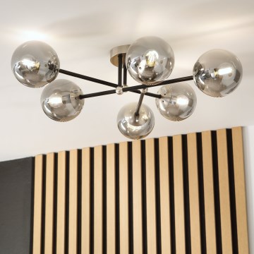 Brilagi - Lustru aplicat MALIVA, 6xE14/15W/230V, crom mat/fumuriu