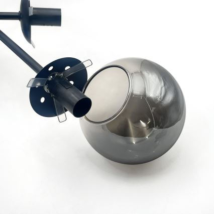 Brilagi - Lustru aplicat MALIVA 6xE14/15W/230V negru/fumuriu