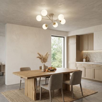 Brilagi - Lustru aplicat MILO 6xE27/60W/230V bej/auriu