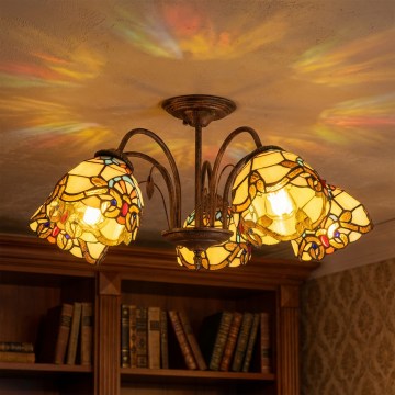 Brilagi - Lustru aplicat MIRABELLA în stil Tiffany, 5xE27/60W/230V, Ø 60 cm