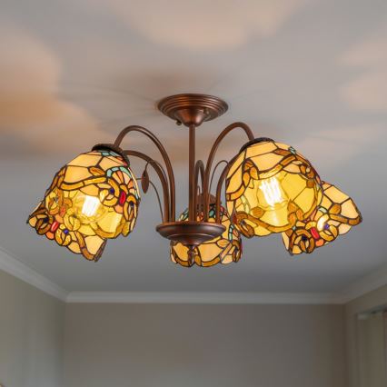 Brilagi - Lustru aplicat MIRABELLA în stil Tiffany, 5xE27/60W/230V, Ø 60 cm
