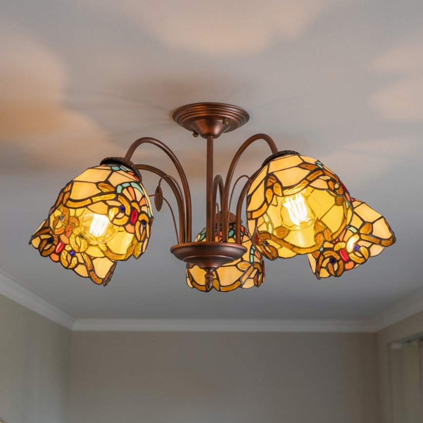 Brilagi - Lustru aplicat MIRABELLA în stil Tiffany, 5xE27/60W/230V, Ø 60 cm