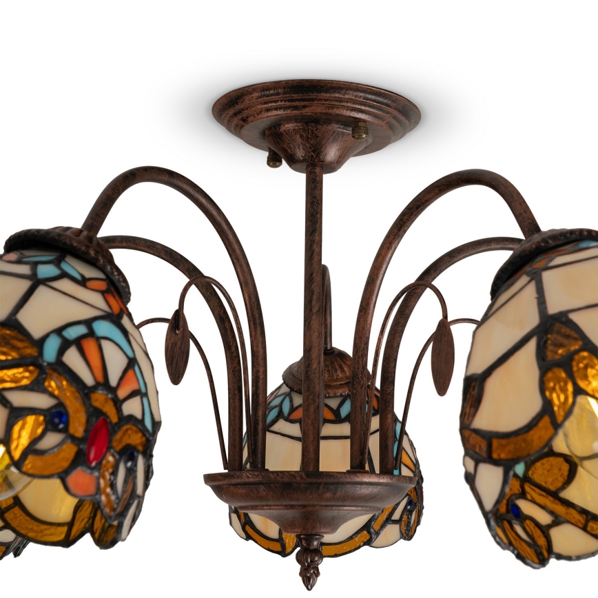 Brilagi - Lustru aplicat MIRABELLA în stil Tiffany, 5xE27/60W/230V, Ø 60 cm