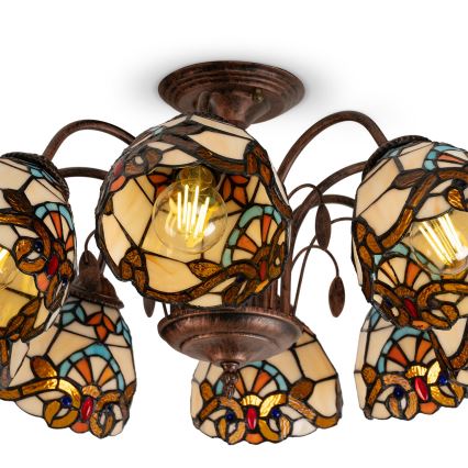 Brilagi - Lustru aplicat Tiffany cu vitralii MIRABELLA, 8xE27/60W/230V, Ø 68 cm