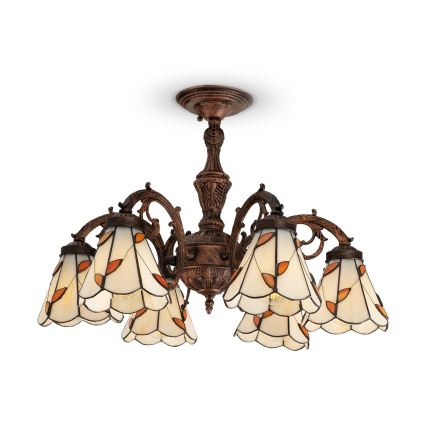 Brilagi - Lustru aplicat Tiffany din vitralii FOLIA 6xE27/60W/230V Ø 60 cm