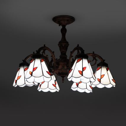 Brilagi - Lustru aplicat Tiffany din vitralii FOLIA 6xE27/60W/230V Ø 60 cm