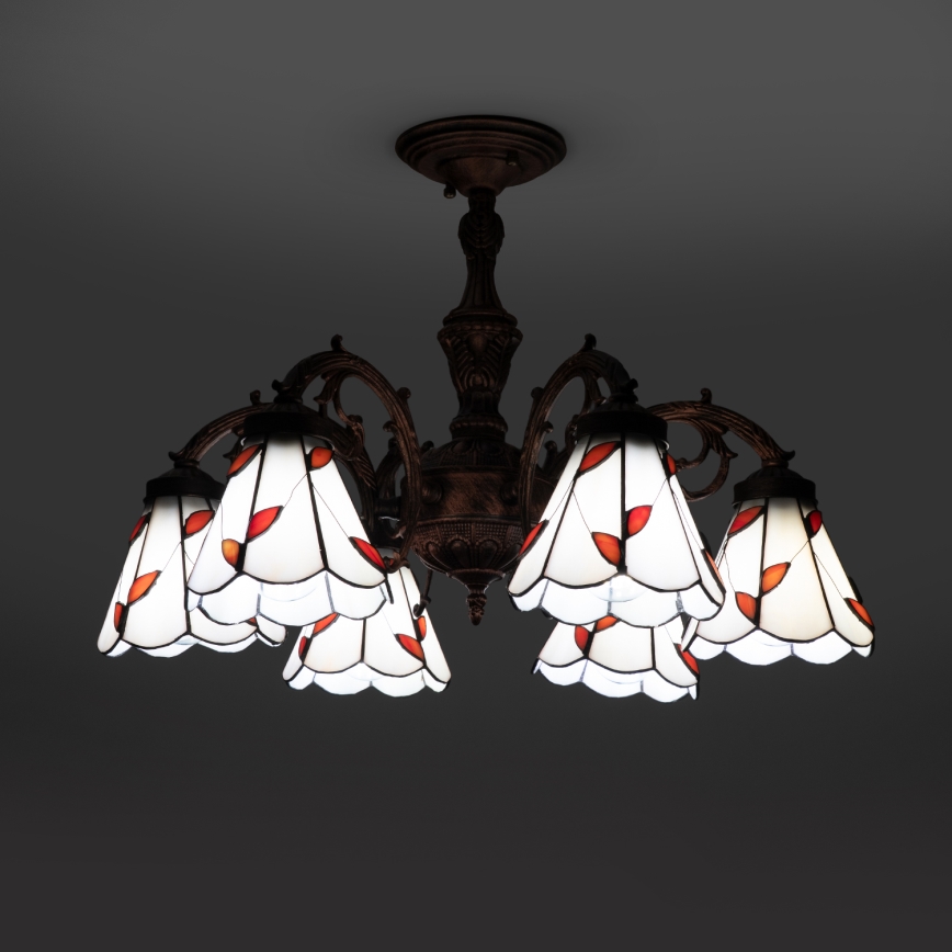 Brilagi - Lustru aplicat Tiffany din vitralii FOLIA 6xE27/60W/230V Ø 60 cm