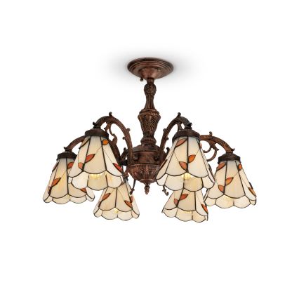Brilagi - Lustru aplicat Tiffany din vitralii FOLIA 6xE27/60W/230V Ø 60 cm