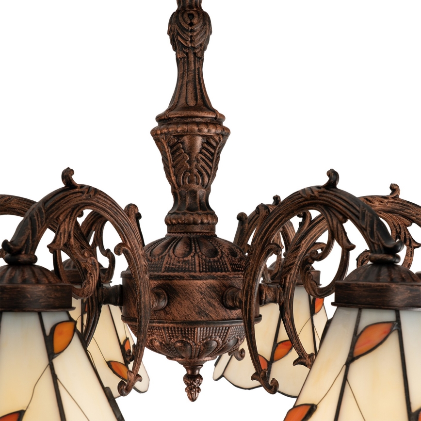 Brilagi - Lustru aplicat Tiffany din vitralii FOLIA 6xE27/60W/230V Ø 60 cm