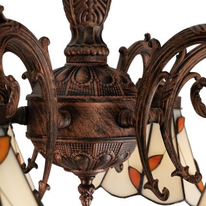 Brilagi - Lustru aplicat Tiffany din vitralii FOLIA 6xE27/60W/230V Ø 60 cm