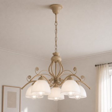 Brilagi - Lustru cu lanț ANTICO MODERN 5xE27/60W/230V bej