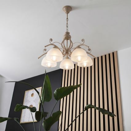 Brilagi - Lustru cu lanț ANTICO MODERN 5xE27/60W/230V bej