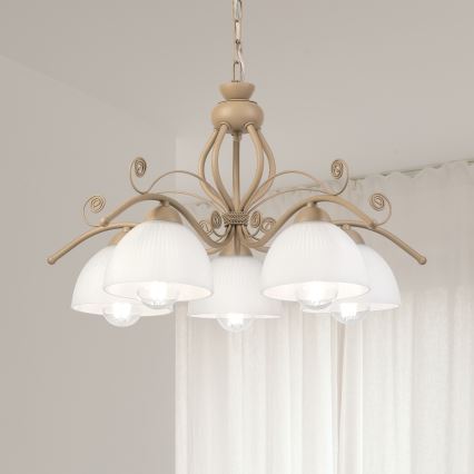 Brilagi - Lustru cu lanț ANTICO MODERN 5xE27/60W/230V bej