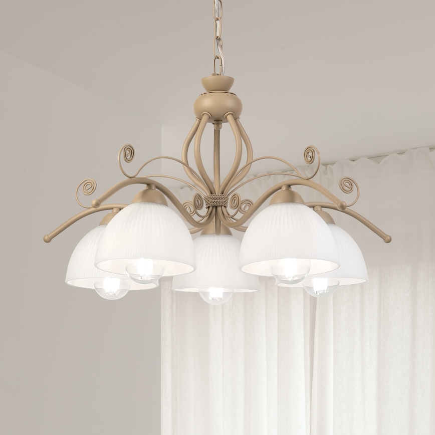 Brilagi - Lustru cu lanț ANTICO MODERN 5xE27/60W/230V bej