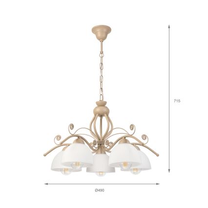 Brilagi - Lustru cu lanț ANTICO MODERN 5xE27/60W/230V bej