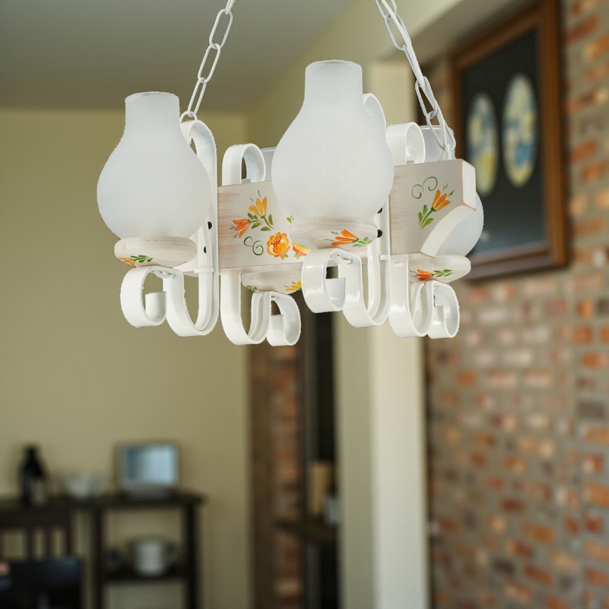 Brilagi - Lustru cu lanț QUEEN 4xE14/40W/230V fag/crem